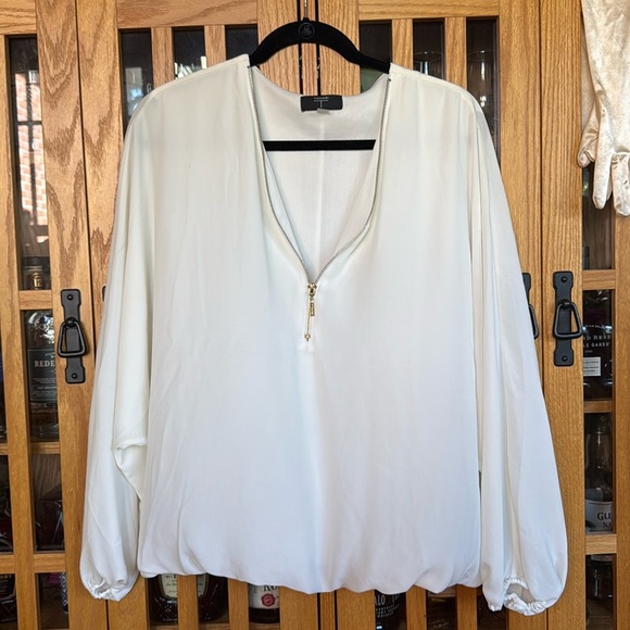 Tahari Tops - Tahari white zip up blouse
